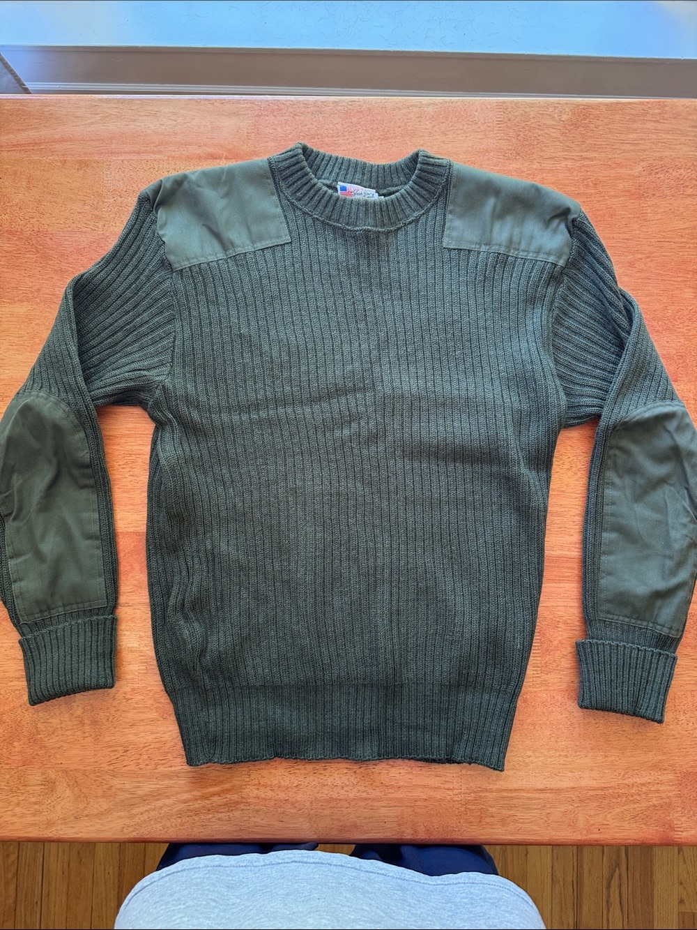 Men's USMC Olive Green Jack Young Ribbed Wool Commando Sweater size 48 USA Made